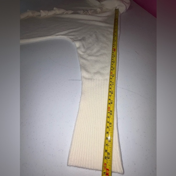 Cream Cowl Neck Sweater with Asymmetrical Ruffle - Picture 11 of 13